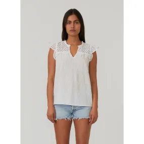 Tory Embroidered Cap Sleeve V Neck Lovestitch Top