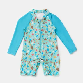 Tyoub Long Sleeve Sunsuit Recycled Ocean Glass Aqua-Green Kids