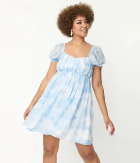 Unique Vintage Cloud Print Belle Babydoll Dress