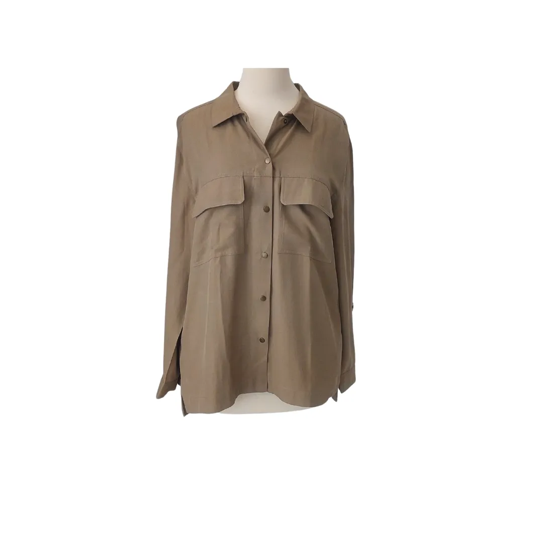 Warehouse Khaki Front-pocket Collared Shirt | Gently Used |