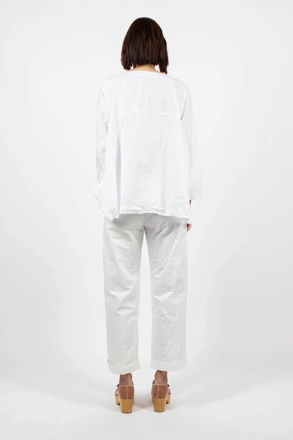 Washed Cotton Straight Leg Pant White