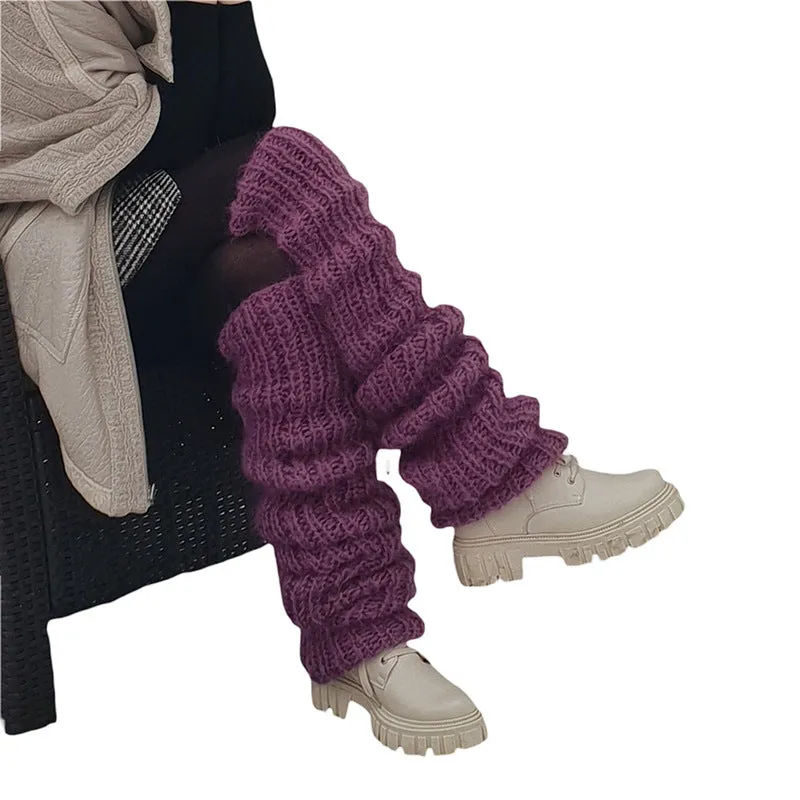 Women's Casual Y2K Knitted Leg Warmers Fashion Solid Color Overknee Socks