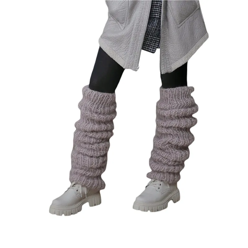 Women's Casual Y2K Knitted Leg Warmers Fashion Solid Color Overknee Socks