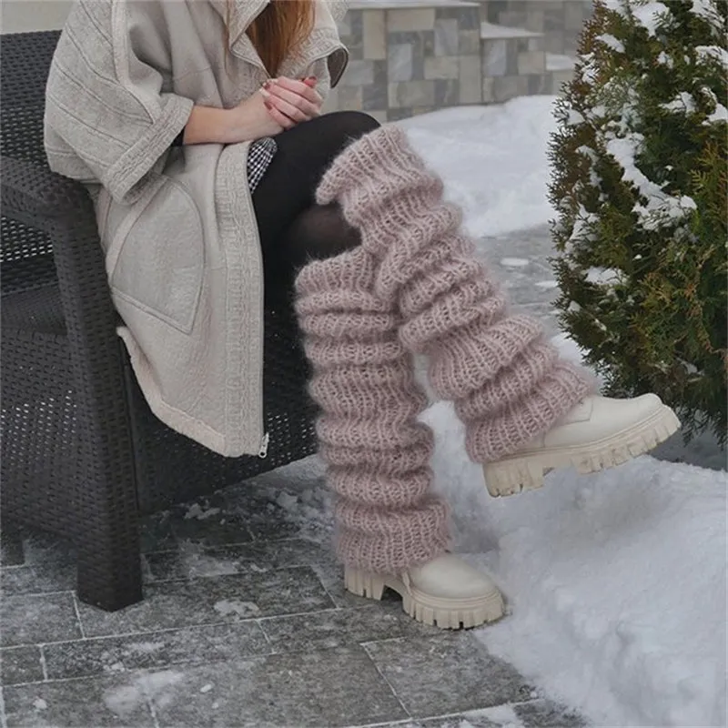 Women's Casual Y2K Knitted Leg Warmers Fashion Solid Color Overknee Socks