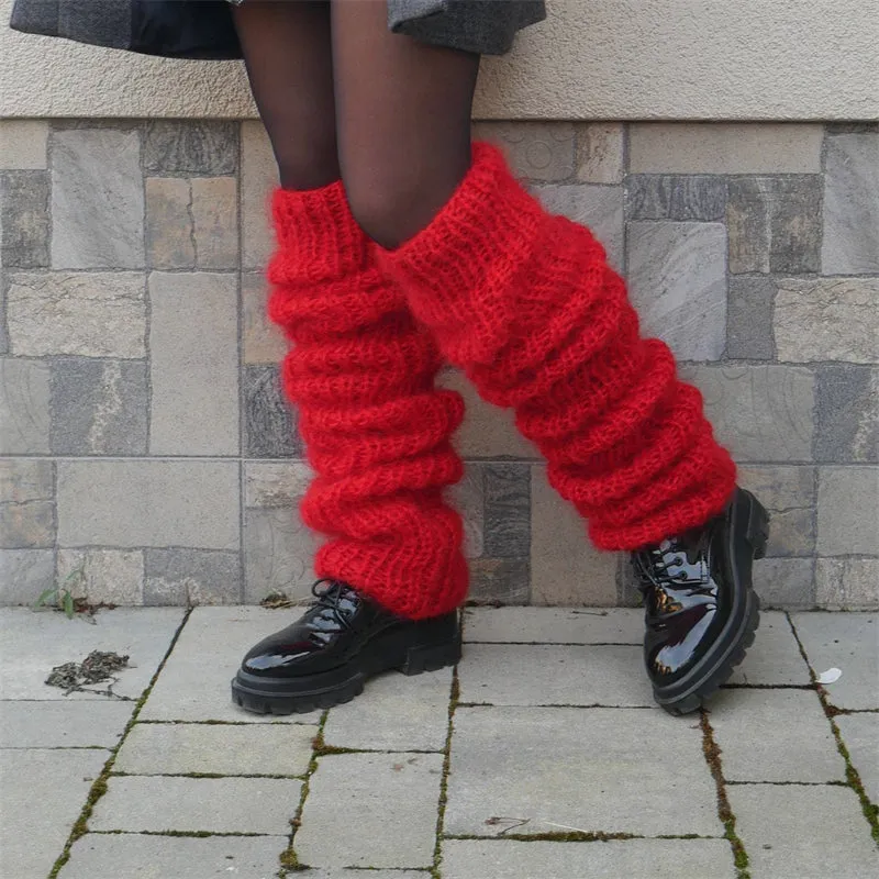 Women's Casual Y2K Knitted Leg Warmers Fashion Solid Color Overknee Socks