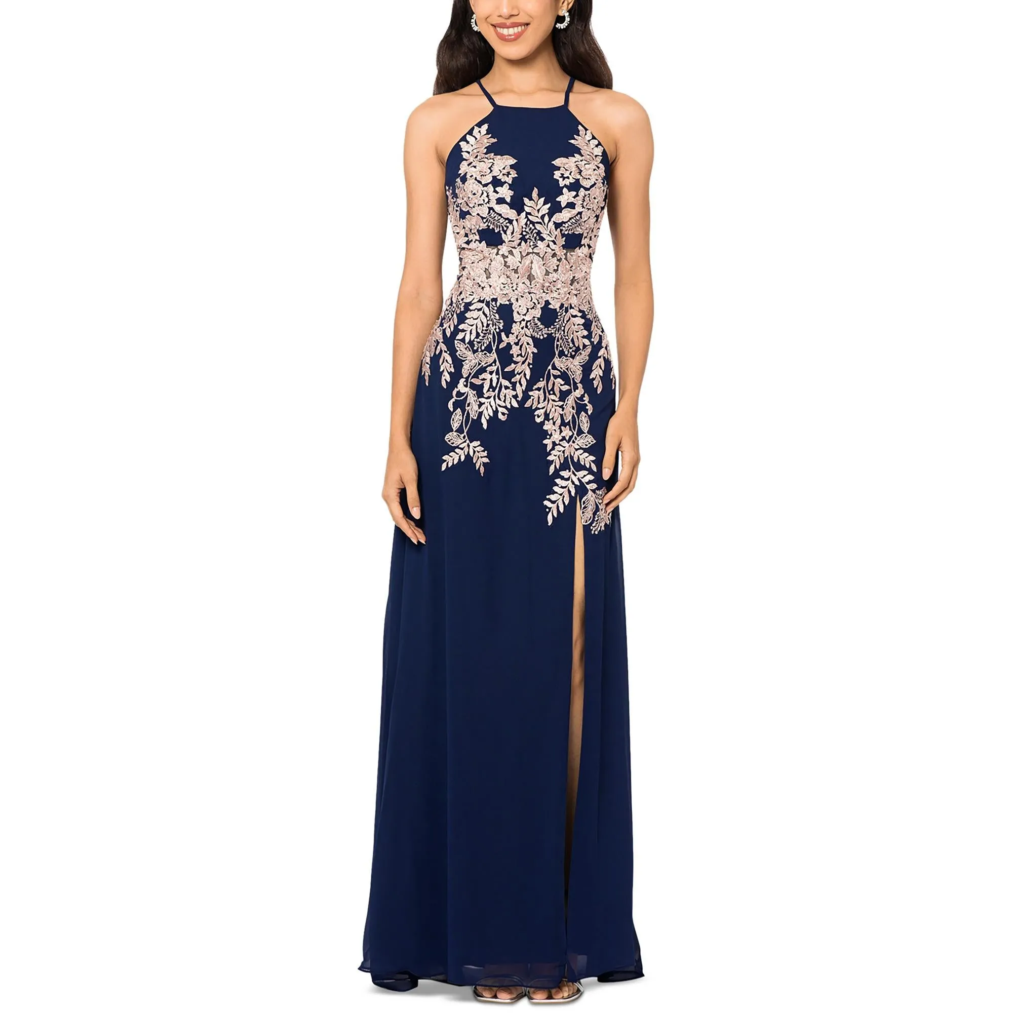 Womens Embellished Long Evening Dress