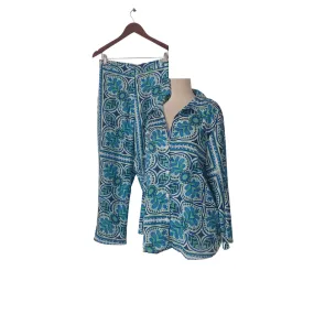 ZARA Blue Printed Satin Co-ord Set | Like New |